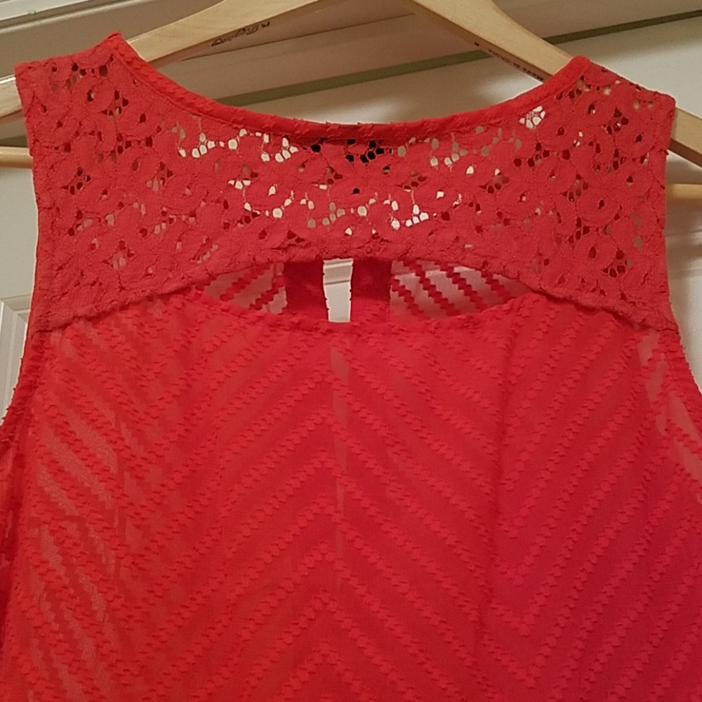 ❤️ 2 for $15 ❤️ Nicole by Nicole Miller Red High-Low Blouse Medium - Picture 5 of 8